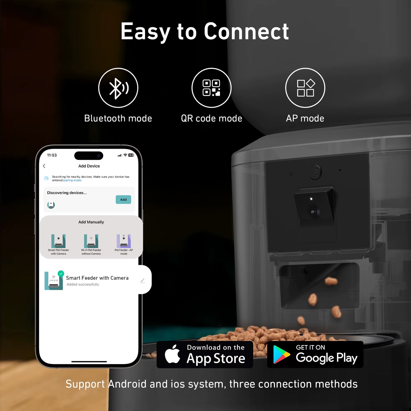 Automatic Dog Feeders with 1080P HD Camera and 5G WiFi - Tuya App Controlled Pet Food Dispenser for Cats and Dogs by