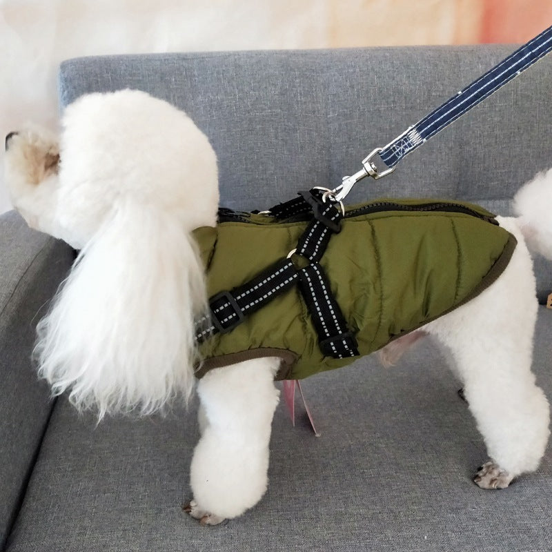 Waterproof Winter Dog Coat with Harness | Warm Pet Jacket for Small & Large Dogs