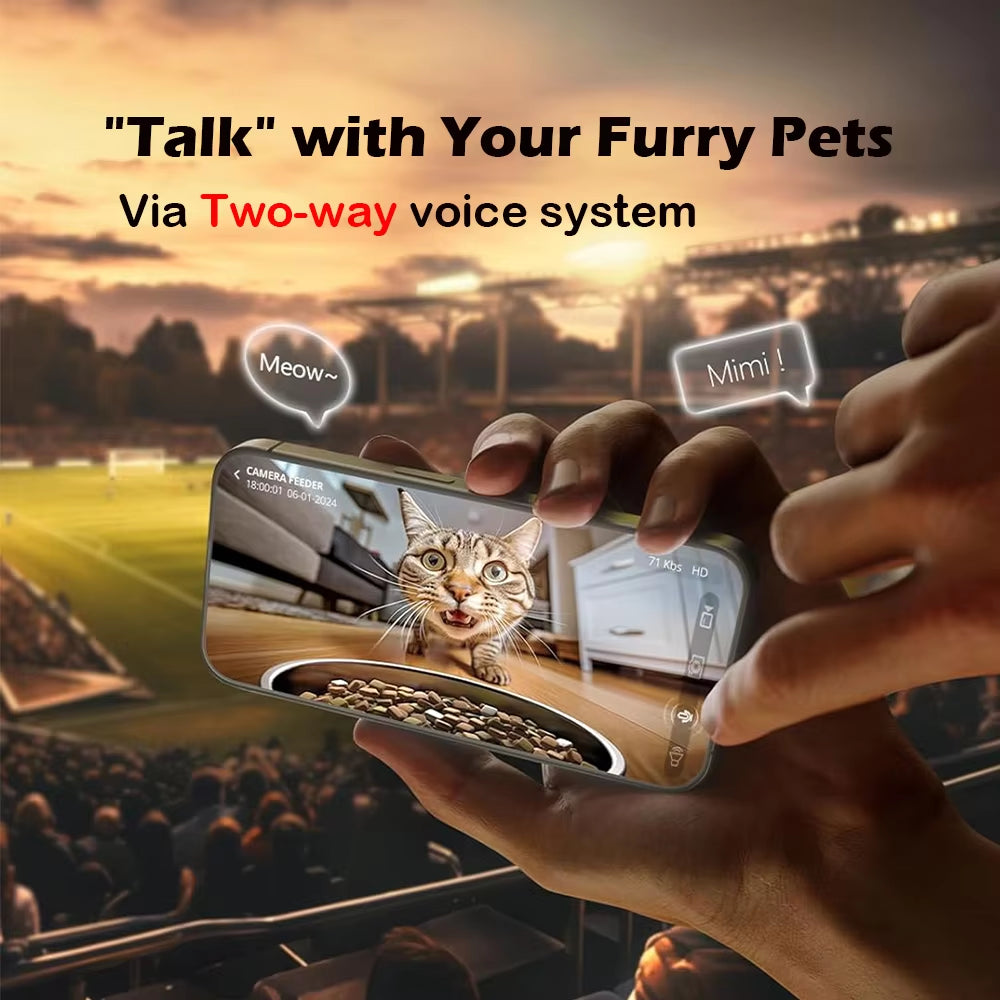 Automatic Dog Feeders with 1080P HD Camera and 5G WiFi - Tuya App Controlled Pet Food Dispenser for Cats and Dogs by