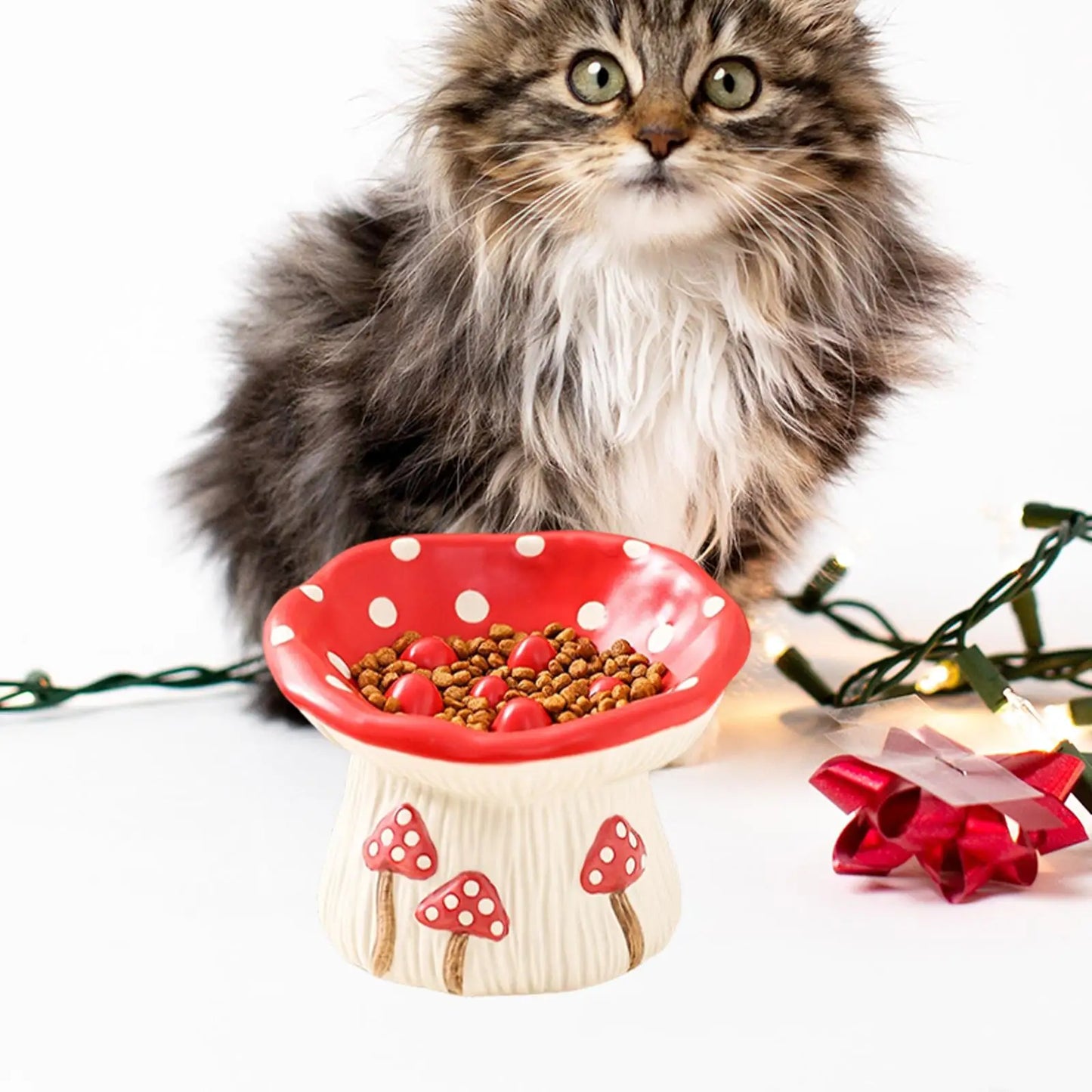Elevated Ceramic Cat and Dog Bowl – Non-Slip Pet Food and Water Dish, Slow Feeder for Kittens, Small Dogs, and Cats