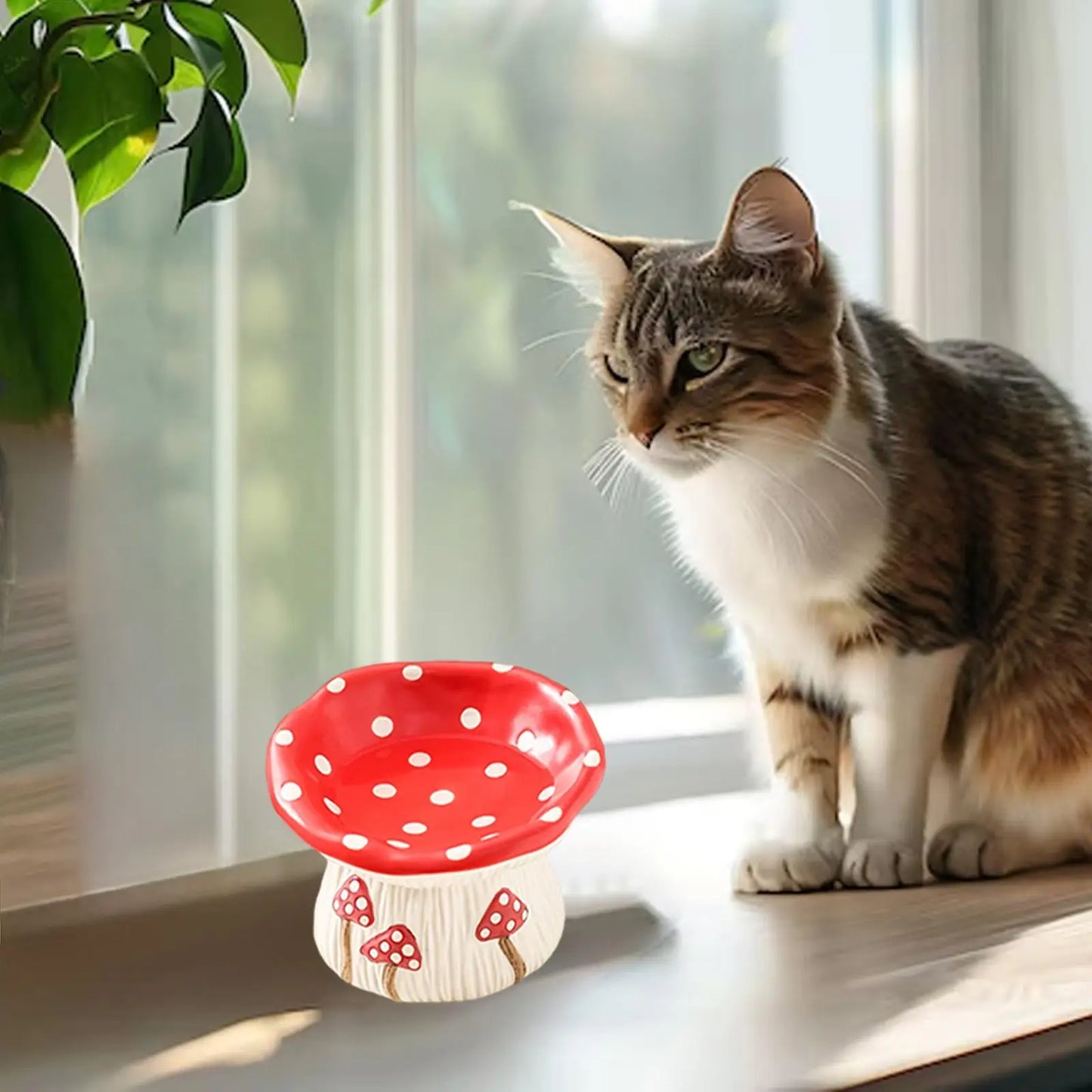 Elevated Ceramic Cat and Dog Bowl – Non-Slip Pet Food and Water Dish, Slow Feeder for Kittens, Small Dogs, and Cats