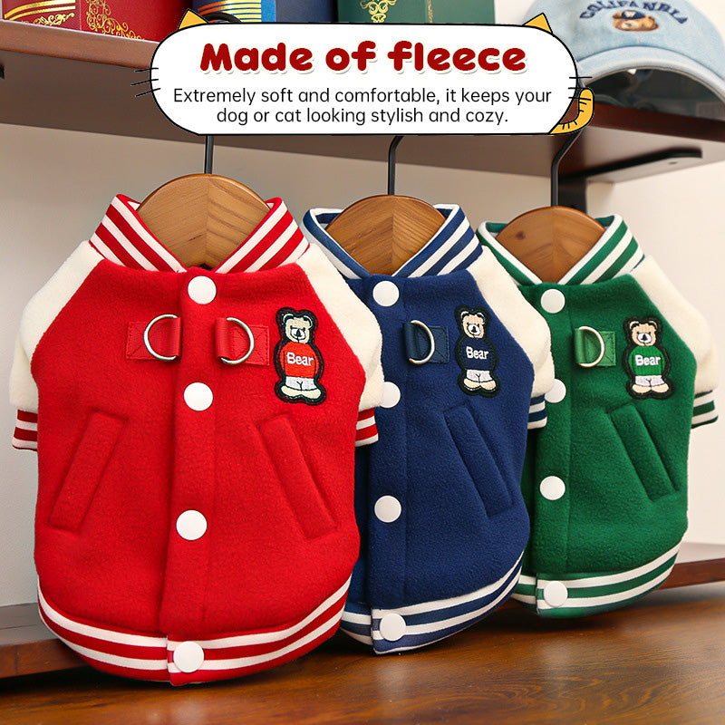 Wholesale Fleece Dog/Cat Outdoor Jacket - Small/Medium Pets, D-Ring & Buttons