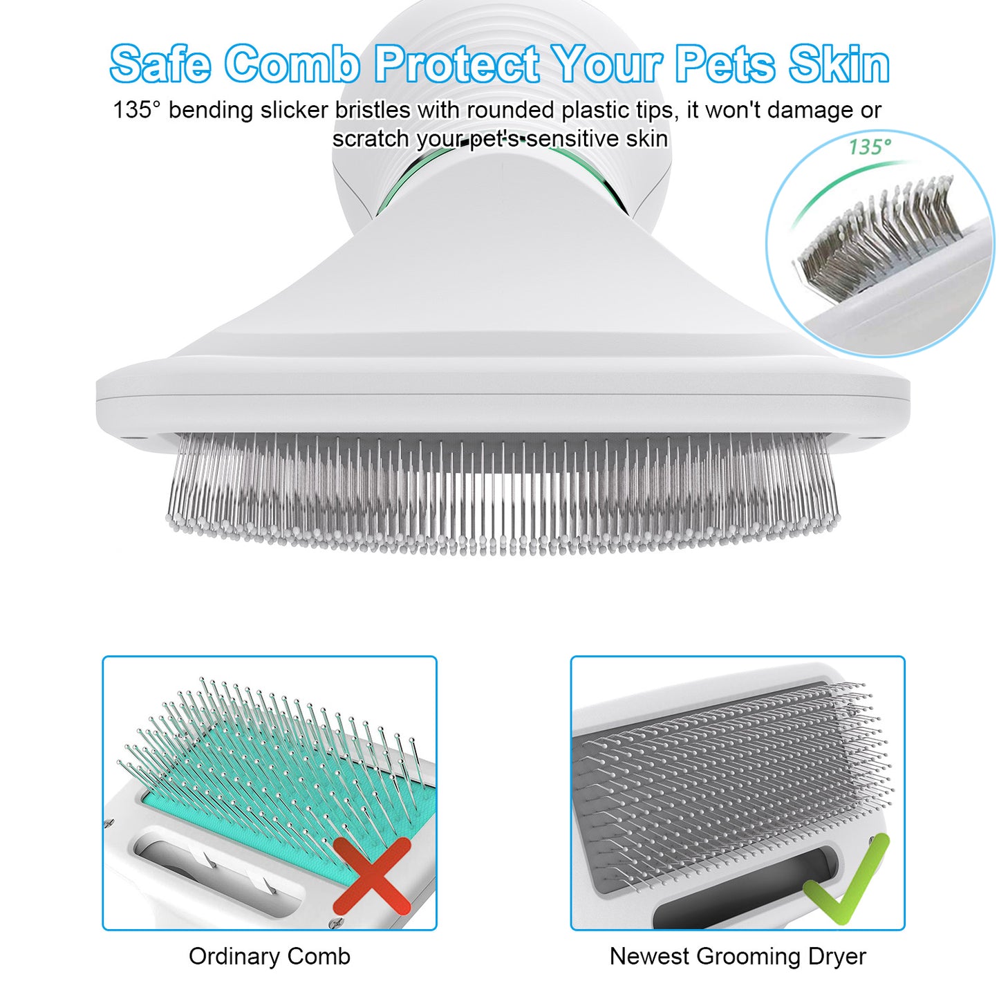 2-in-1 Portable Pet Hair Dryer & Comb Brush – Low Noise Dog & Cat Grooming Blower for Fast Drying and Styling