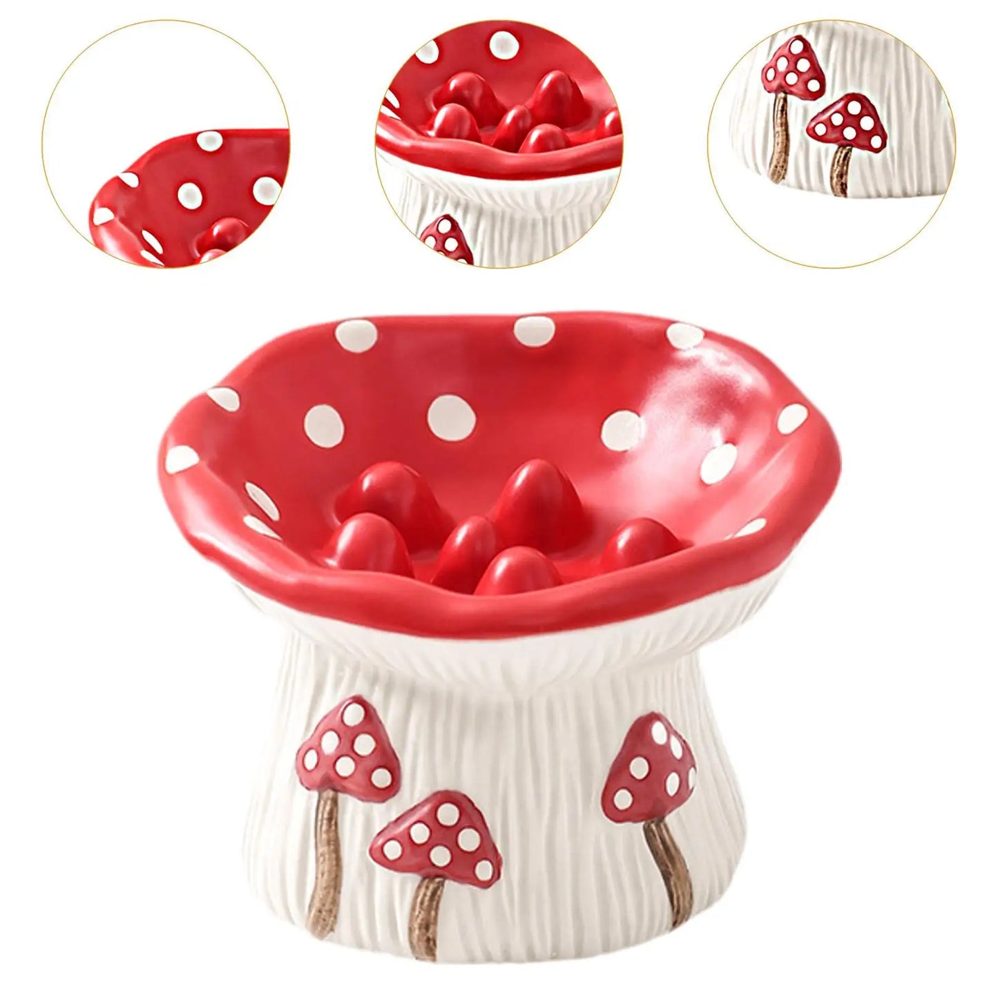 Elevated Ceramic Cat and Dog Bowl – Non-Slip Pet Food and Water Dish, Slow Feeder for Kittens, Small Dogs, and Cats