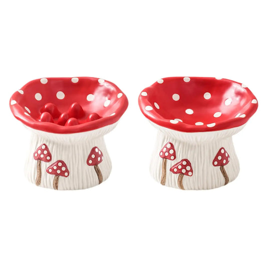 Elevated Ceramic Cat and Dog Bowl – Non-Slip Pet Food and Water Dish, Slow Feeder for Kittens, Small Dogs, and Cats